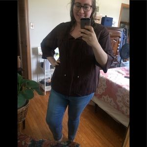 Brown Drawstring Lane Bryant Blouse